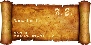 Nanu Emil névjegykártya